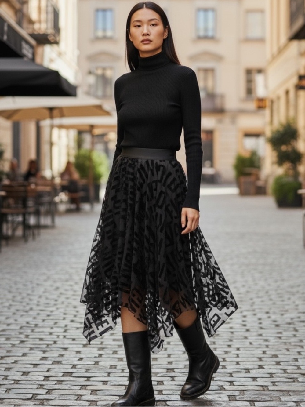 Universal WICKED Black Velvet Burnout Handkerchief Skirt XL - Picture 8 of 8